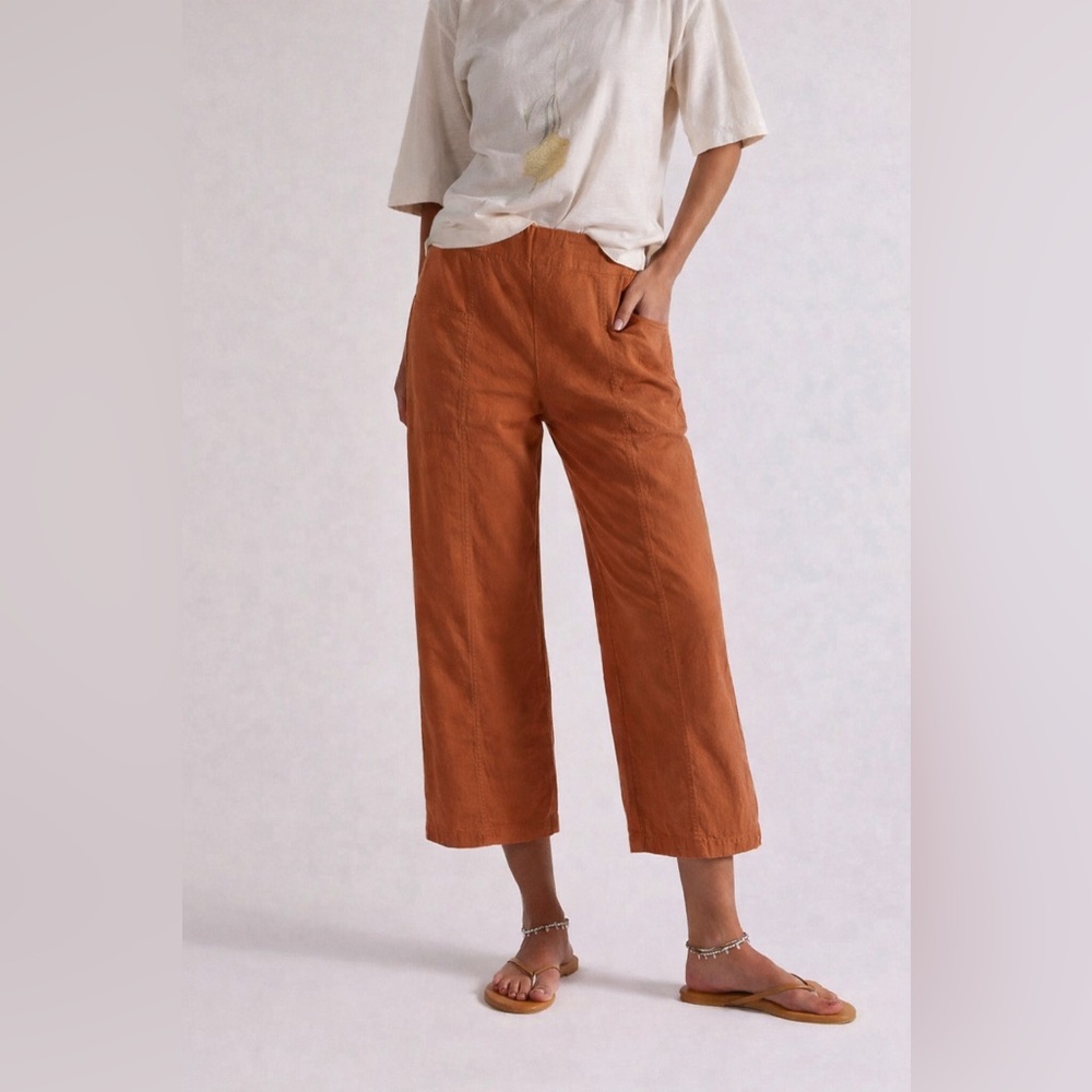 DownEast | Terracotta | Wide Leg | Cotton Capri Pants